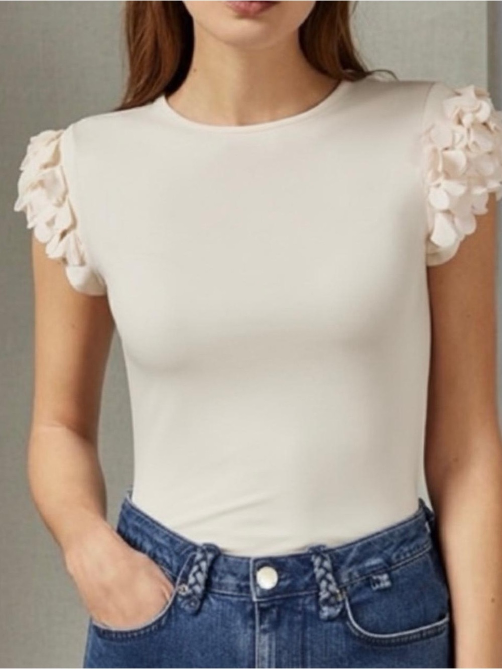 Ted Baker Ivory Floral Appliqué Petal Sleeves